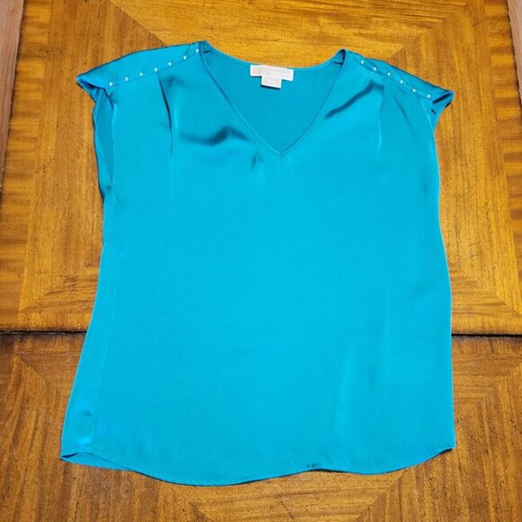 MICHAEL Michael Kors Tops - MICHAEL Michael Kors Teal Satin Blouse